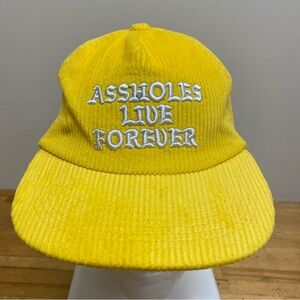 Linda Finegold Kirill Snapback Corduroy Cap AHoles Live Forever Hat Yellow NEW